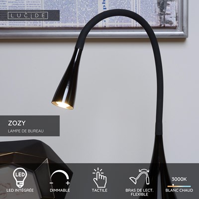 Lucide ZOZY - Lampe de bureau - LED Dim. - 1x4W 3000K - Noir